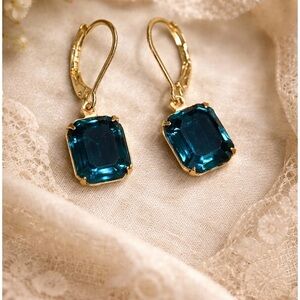 Elegant Gold and Blue Drop Earrings